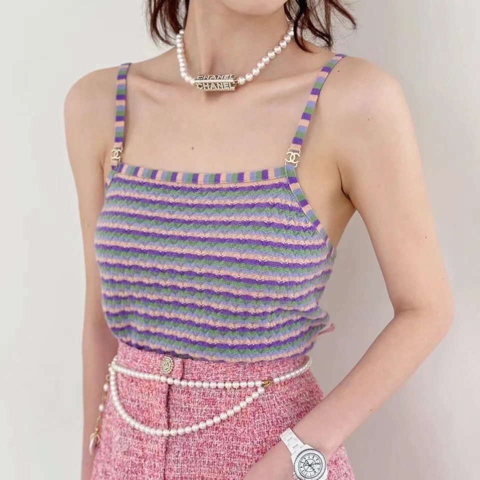 샤넬 민소매 나시 니트