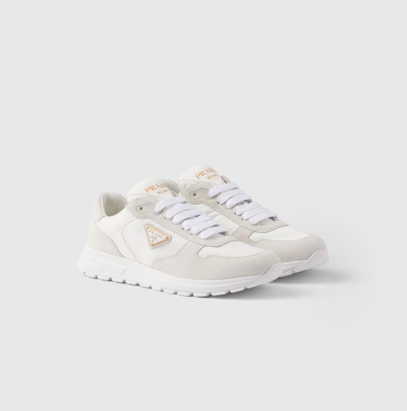 프라다 프랙스 2.0 리나일론 및 스웨이드 스니커즈