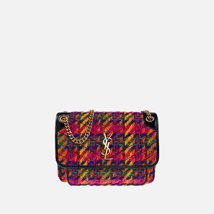생로랑 Niki 미디엄 멀티컬러 트위드 숄더백