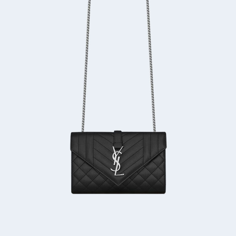 생로랑 엔벨로프 스몰 백 실버