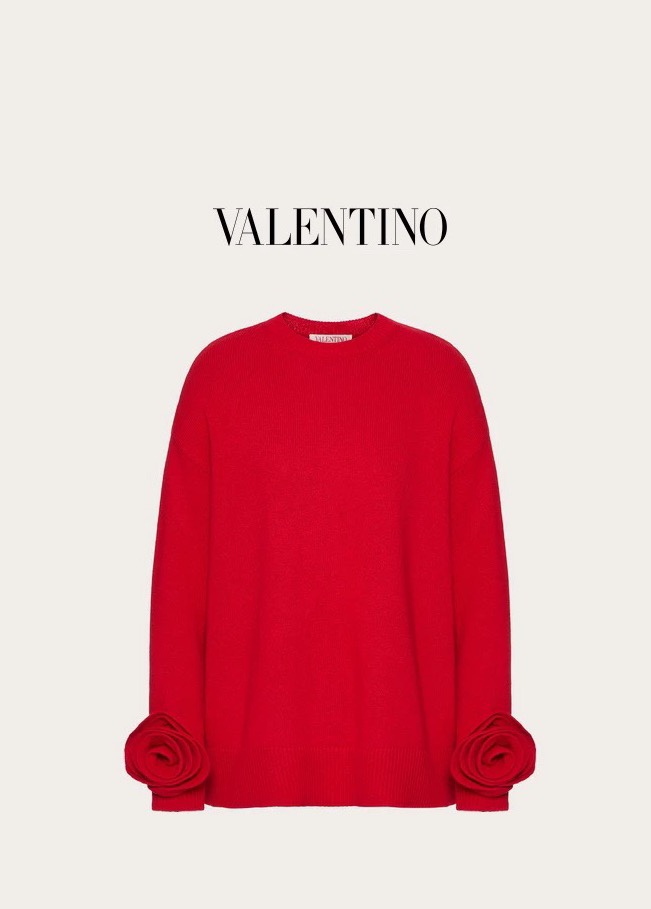 발렌티노 로즈 울 스웨터