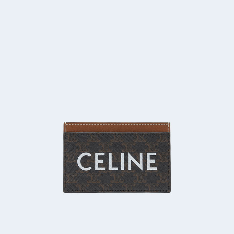 셀린느 프린트 트리옹프 캔버스 카드 지갑 탠