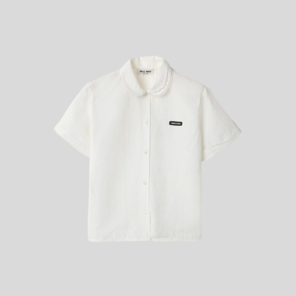 미우미우 슬러브 포플린 반팔셔츠