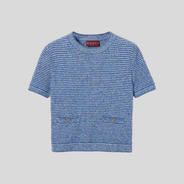 구찌 파인 코튼 크루넥 탑