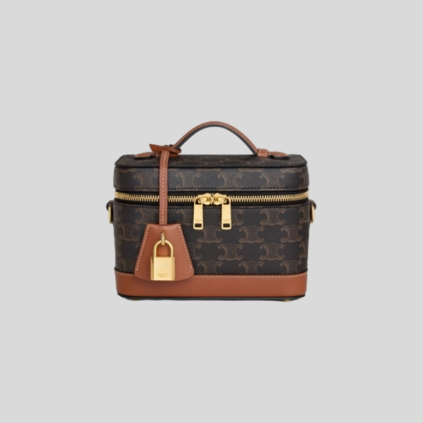 셀린느 트리옹프 캔버스 카프스킨 베니티 탄