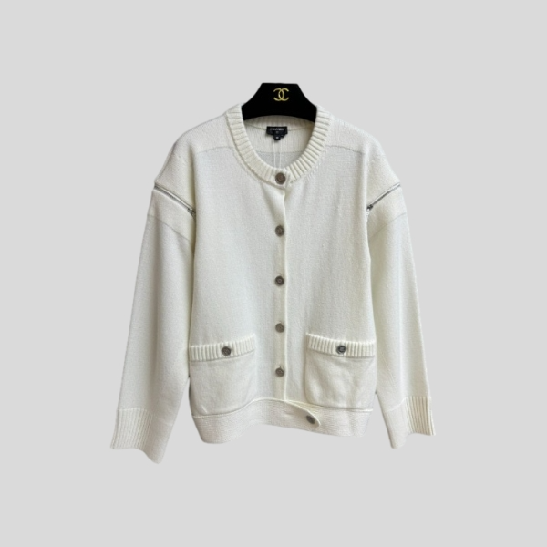 샤넬 지퍼 슬리브 가디건(블랙, 화이트)