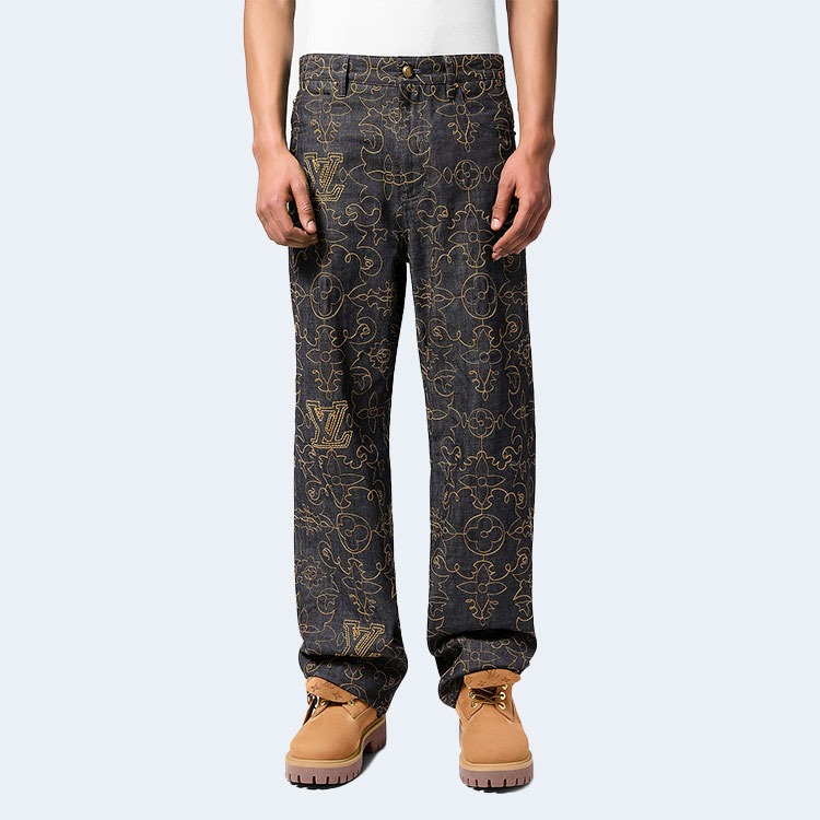 루이비통 엠브로이더드 데님 팬츠