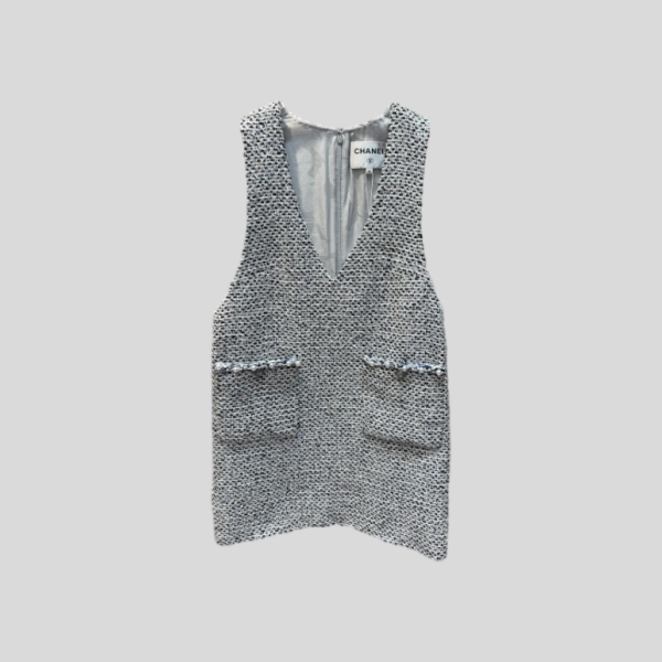 샤넬 스팽글 트위드 조끼