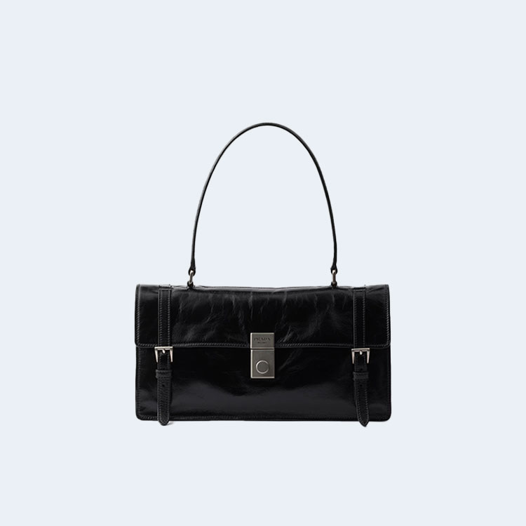 프라다 미디움 레더 핸드백 블랙