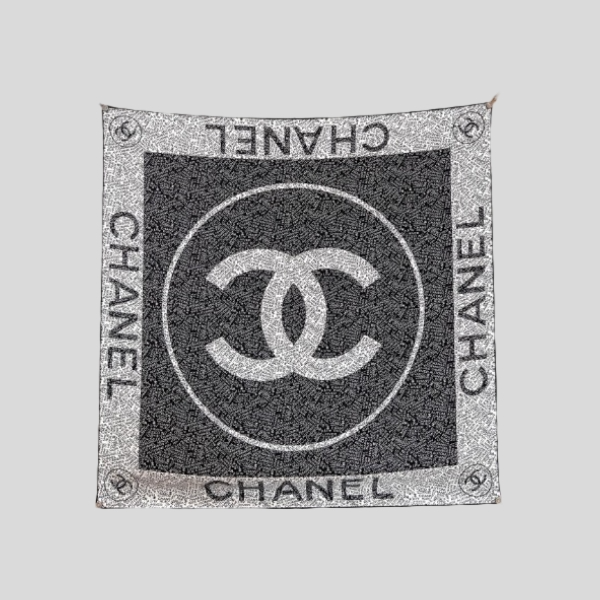 샤넬 랜드마크 블랙 앤 화이트 스카프