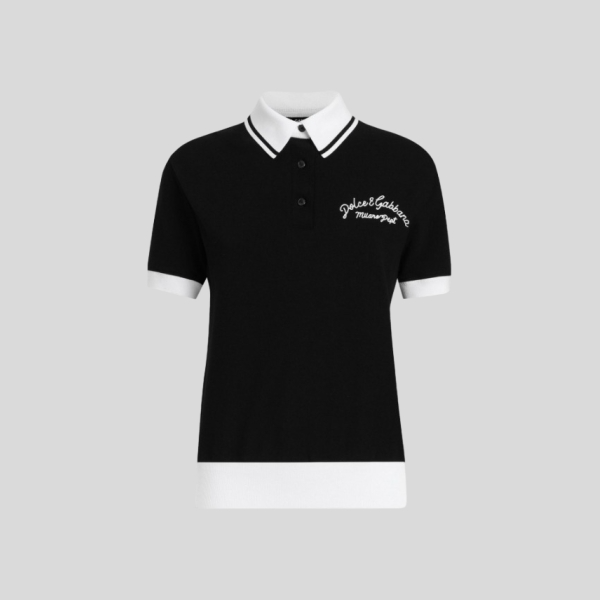 돌체앤가바나 로고 자수 면 폴로 탑