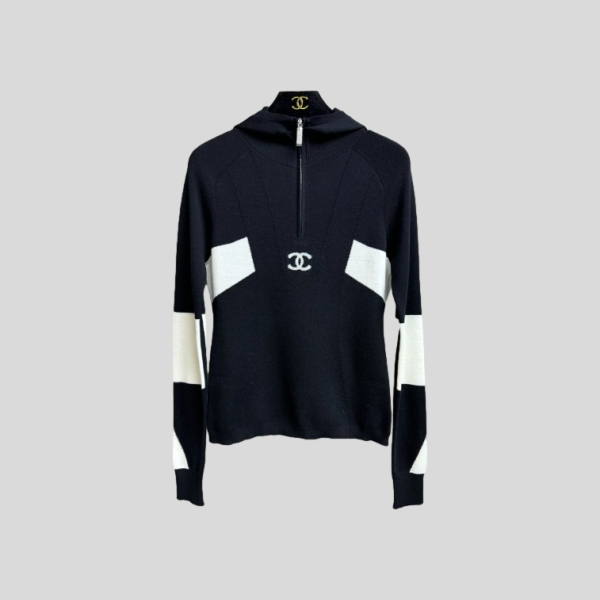 샤넬 후드 스웨터(2color)