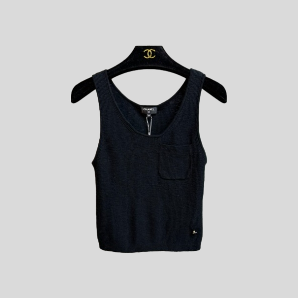 샤넬 포켓 민소매 탑 블랙