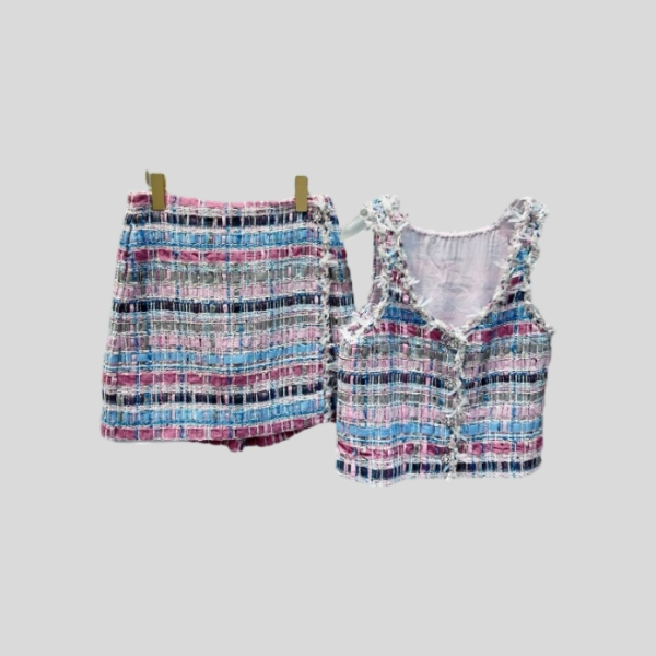 샤넬 트위드 캐미솔 탑, 스커트