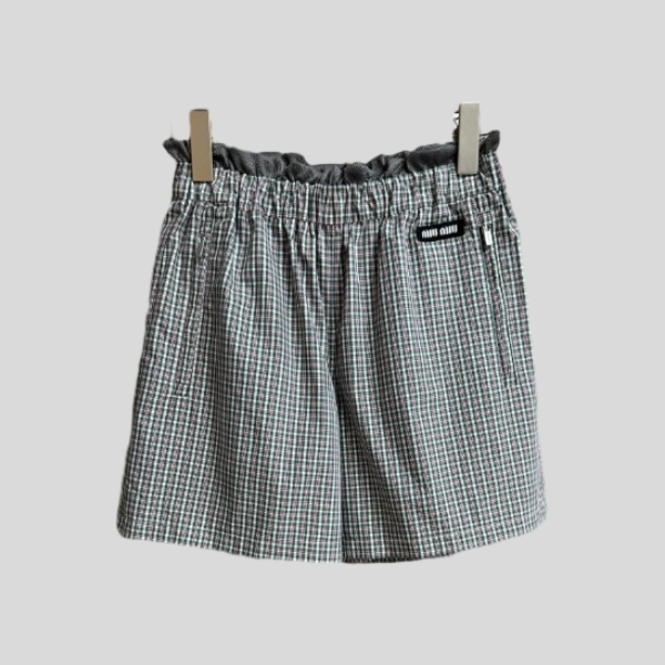 미우미우 플래드 쇼츠