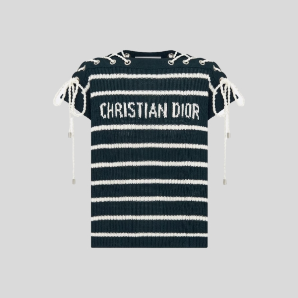 디올 Dioriviera 레이스업 캡 슬리브 스웨터