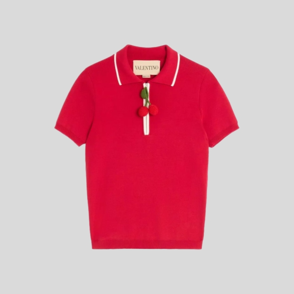 발렌티노 체리픽 코튼 탑 레드