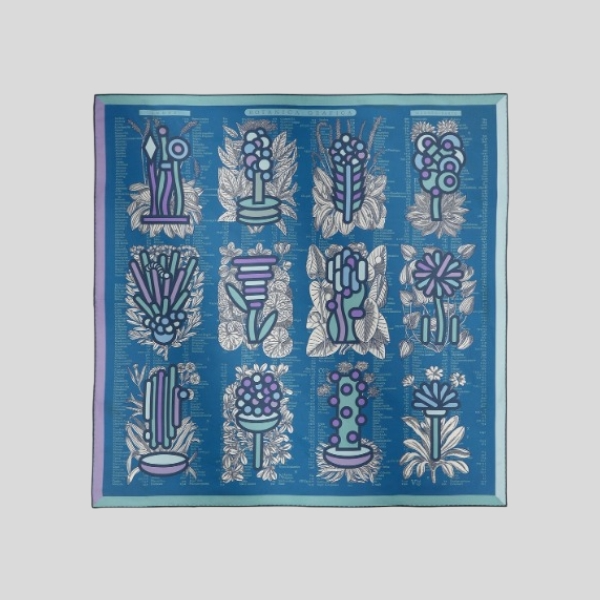 에르메스 양면 스카프 블루 그레이