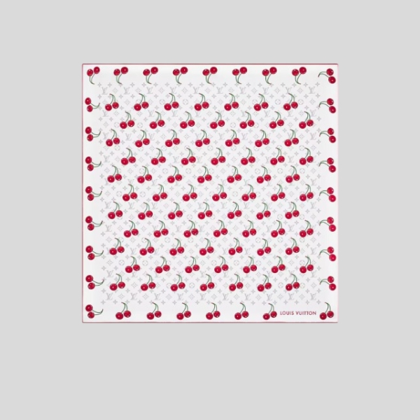루이비통 체리 스퀘어 스카프 화이트