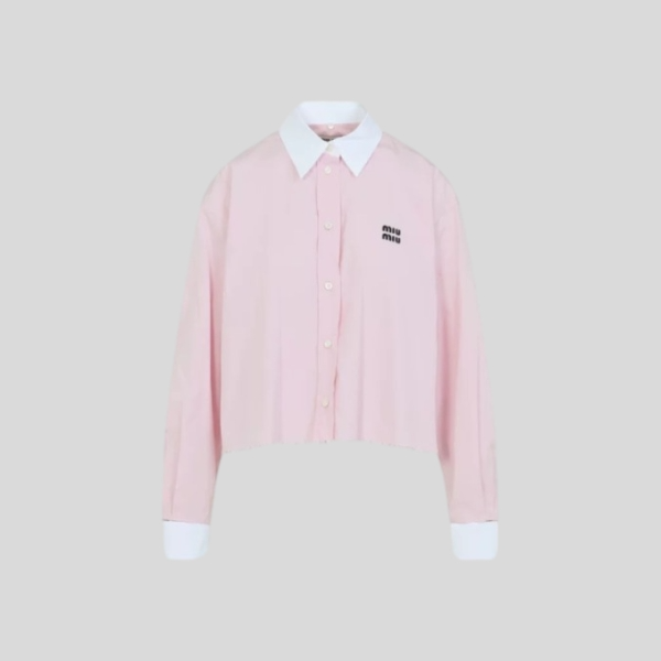 미우미우 포플린 셔츠(화이트, 핑크)