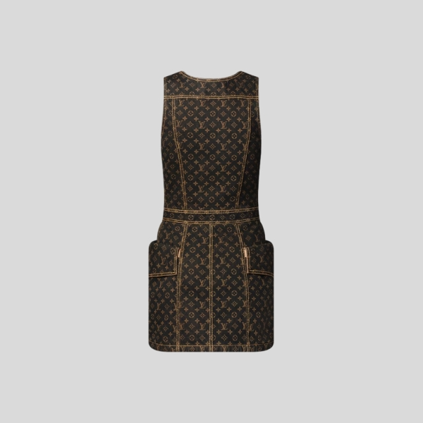 루이비통 모노그램 데님 버튼 프론트 드레스