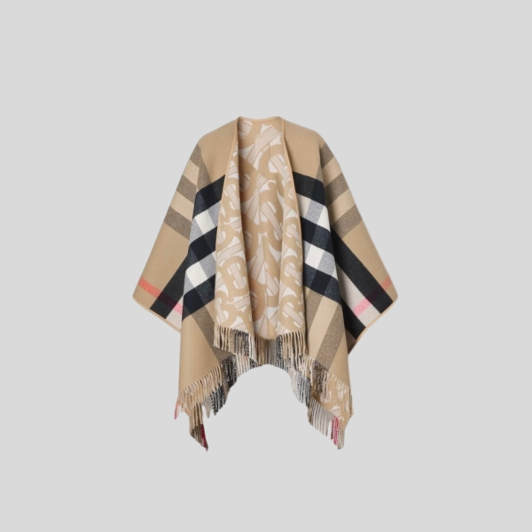 버버리 TB 체크 케이프 카멜