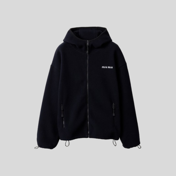 미우미우 코튼 플리스 집업 후디