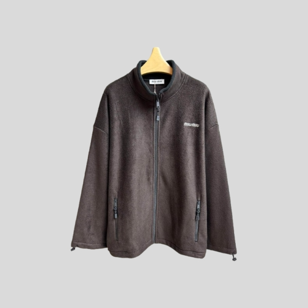 미우미우 코튼 플리스 집업 후디