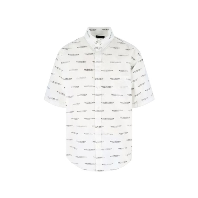 발렌시아가 올로버 로고 프린트 반팔 셔츠