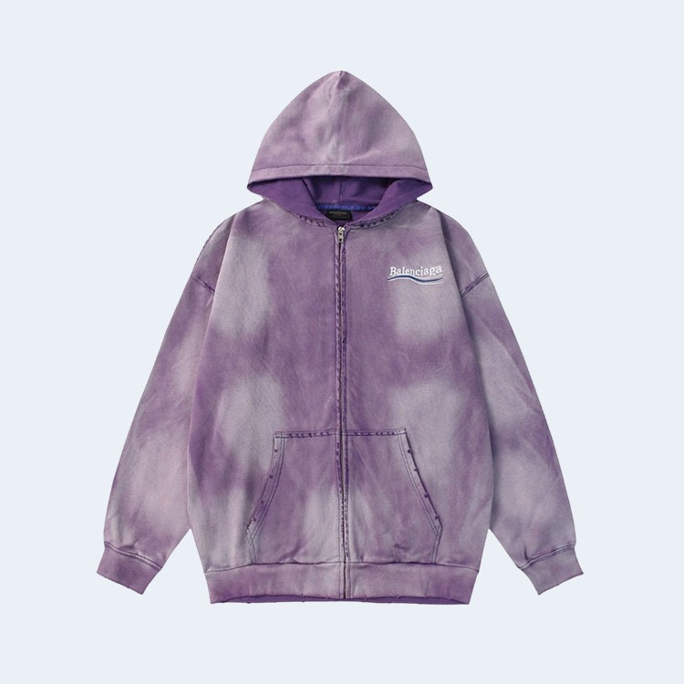 발렌시아가 헤비 듀티 워싱 후디 집업 