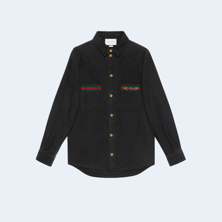 구찌 홀스빗 웹 포켓 데님 셔츠
