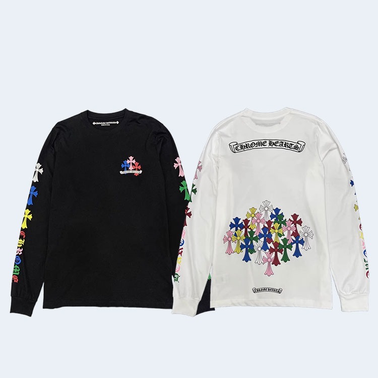 크롬하츠 멀티 컬러 크로스 롱 슬리브 티셔츠(2color)