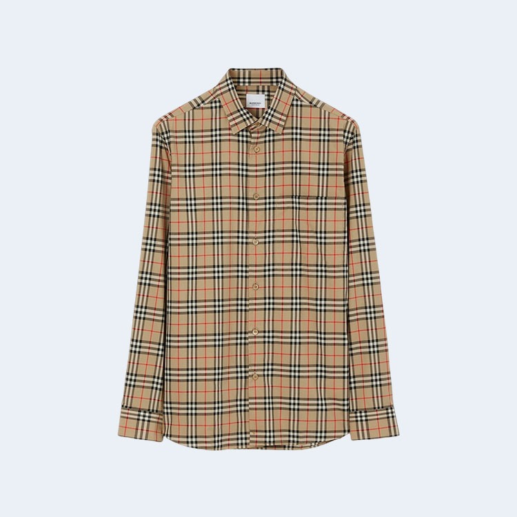 버버리 체크 코튼 포플린 셔츠