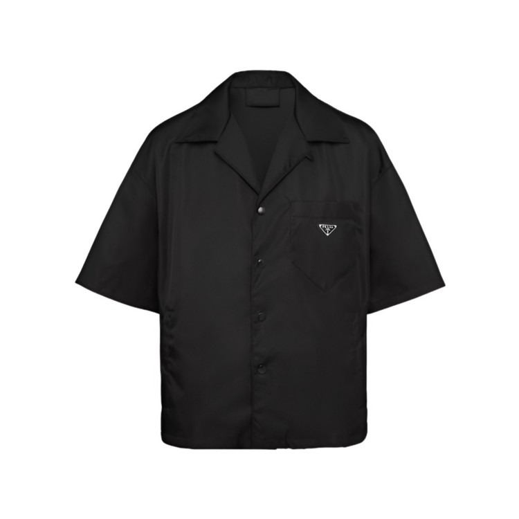 프라다 리나일론 쇼트 슬리브 반팔 셔츠 블랙