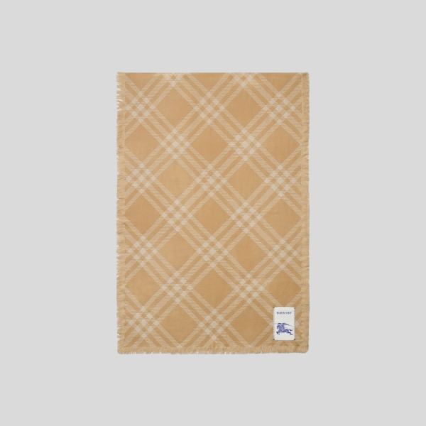 버버리 와이드 체크 울 실크 스카프