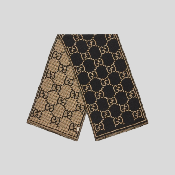 구찌 체크 GG 울 스카프