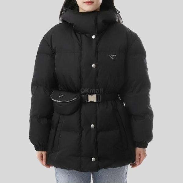 프라다 후드 벨티드 패딩