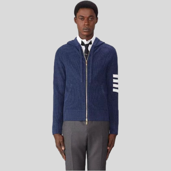 톰브라운 리넨 코튼 4-바 릴렉스 핏 집업 후디