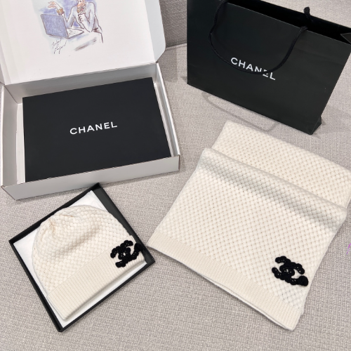 샤넬 까멜리아 니트 비니, 스카프 세트