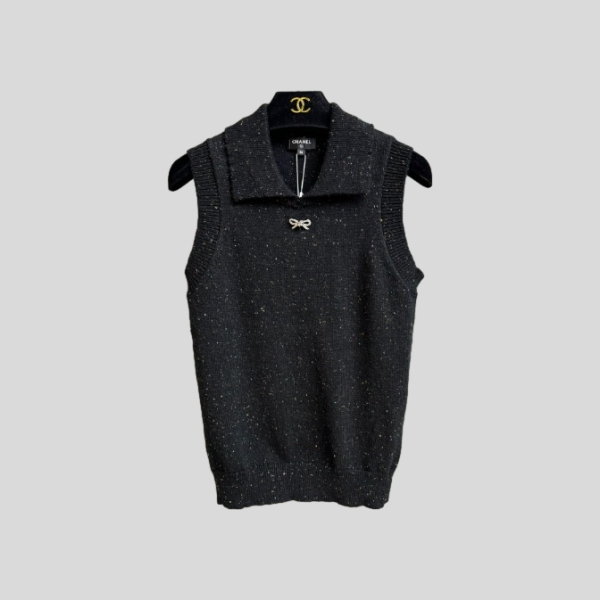 샤넬 라펠 니트 베스트