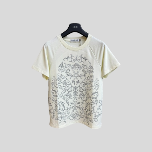 디올 버터플라이 자수 티셔츠