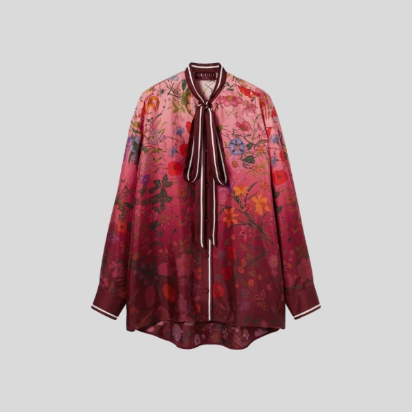 구찌 프린트 실크 셔츠