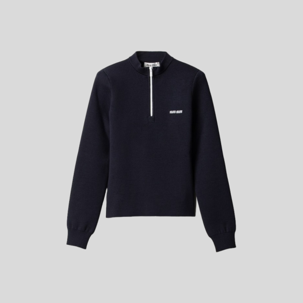 미우미우 울 하프 지퍼 스웨터