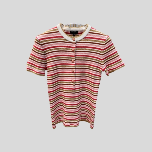 샤넬 스트라이프 반팔 니트