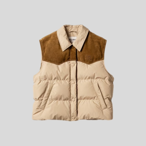 미우미우 테크니컬 퐁제 가죽 다운 베스트