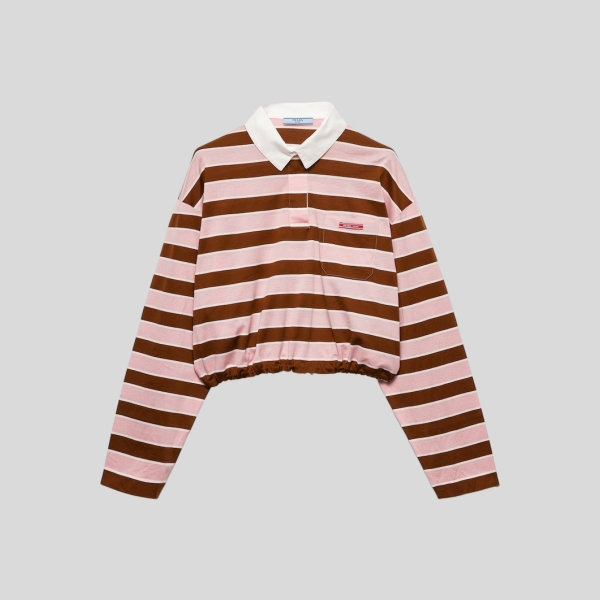 프라다 바야데르 프린트 리슬 코튼 티셔츠