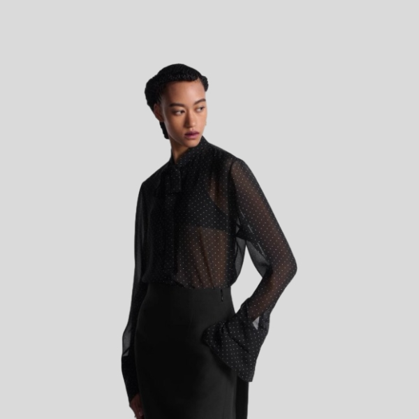 디올 실크 도트 셔츠