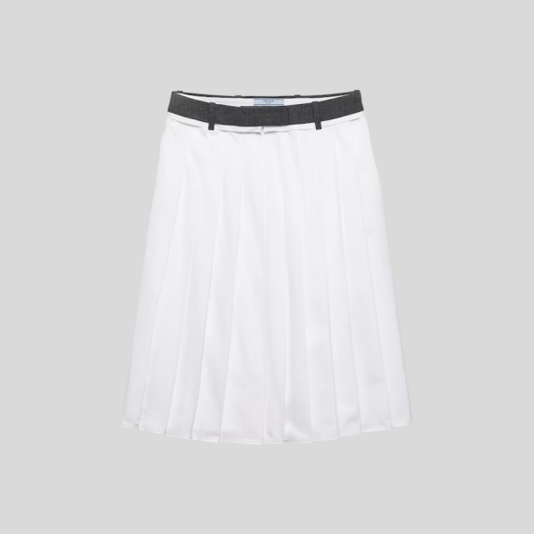 프라다 플리츠 포플린 러쉬 스티치 스커트