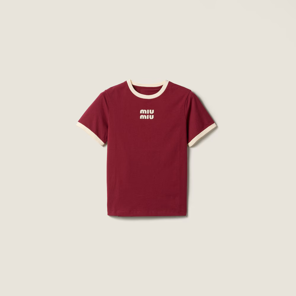 미우미우 코튼 저지 티셔츠