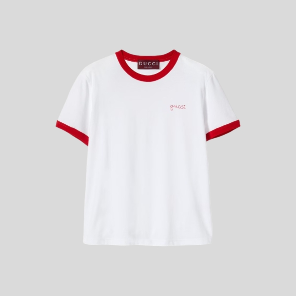 구찌 자수 반팔 티셔츠